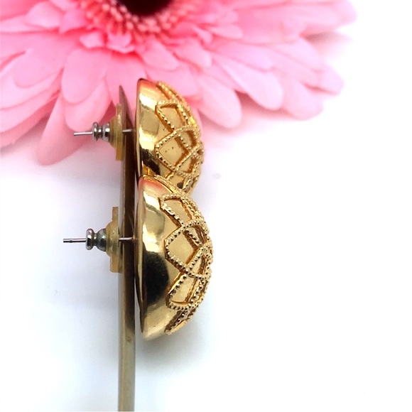 2/$10 Gold Filigree Dome Earrings - Picture 8 of 8